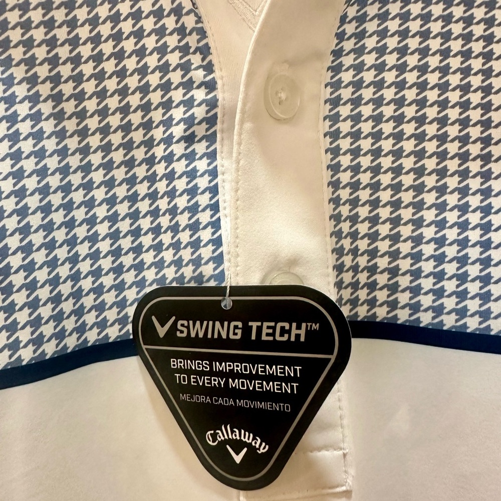 Callaway men’s Performance Polo Shirt - White & Blue- NEW- L - Picture 3 of 7